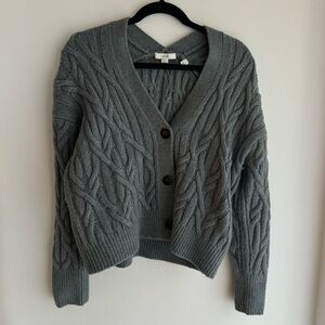Vince Cable Knit Gray Cardigan Sweater